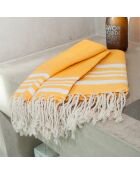 Set de baño Hamptons amarillo azafran/blanco - 3 piezas