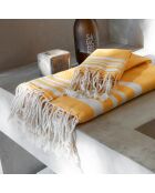 Set de baño Hamptons amarillo azafran/blanco - 3 piezas