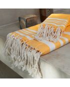 Set de baño Hamptons amarillo azafran/blanco - 3 piezas