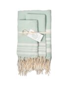 Set de baño Hamptons verde mar/blanco - 3 piezas