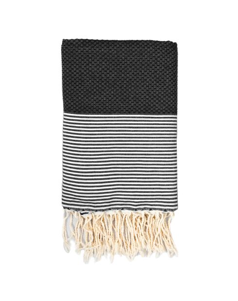 Ibiza Honeycomb Fouta zwarte fijne strepen - 100x200 cm