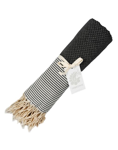 Ibiza Honeycomb Fouta zwarte fijne strepen - 100x200 cm