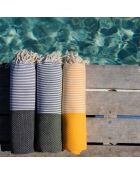 Ibiza Honeycomb Fouta zwarte fijne strepen - 100x200 cm