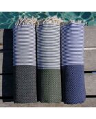 Ibiza Honeycomb Fouta zwarte fijne strepen - 100x200 cm