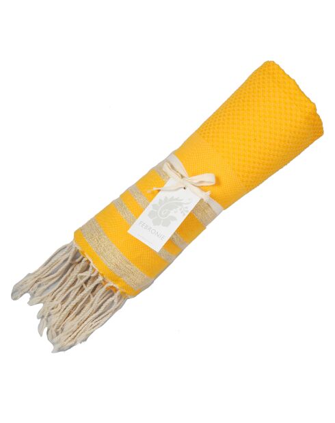 Hamptons Lurex Honeycomb Fouta Safran gelb/gold - 100x200 cm