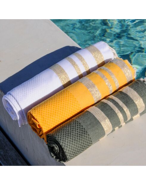 Hamptons Lurex Honeycomb Fouta Safran gelb/gold - 100x200 cm