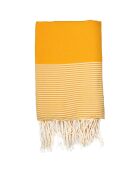 Fouta Honeycomb Ibiza feine Streifen safrangelb - 100x200 cm