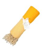 Fouta Honeycomb Ibiza feine Streifen safrangelb - 100x200 cm