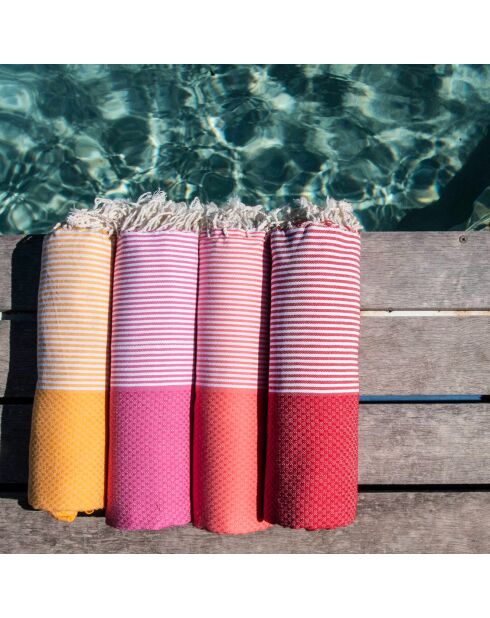 Fouta Honeycomb Ibiza feine Streifen safrangelb - 100x200 cm