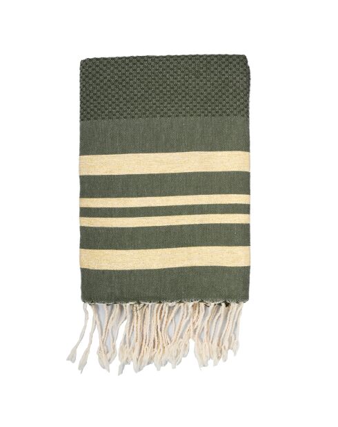 Hamptons Lurex Honeycomb Fouta khaki/goldgrün - 100x200 cm