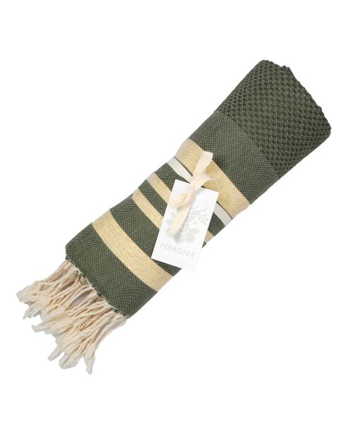 Hamptons Lurex Honeycomb Fouta khaki/goldgrün - 100x200 cm