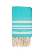 Hamptons Lurex Honeycomb Fouta, 100 x 200 cm, Türkis-Silber