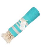 Hamptons Lurex Honeycomb Fouta, 100 x 200 cm, Türkis-Silber