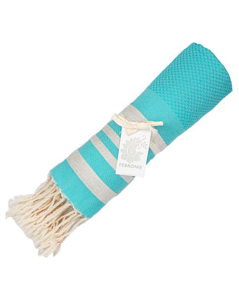 Hamptons Lurex Honeycomb Fouta, 100 x 200 cm, Türkis-Silber