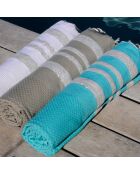 Hamptons Lurex Honeycomb Fouta, 100 x 200 cm, Türkis-Silber
