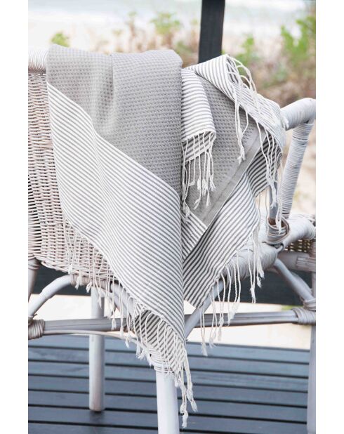 Fouta Nid d'Abeille Ibiza orange/blanc - 100x200 cm