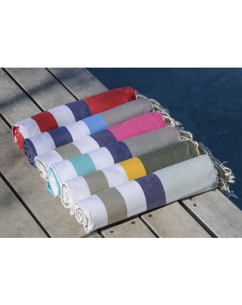 Vaquero Fouta Arcachon blanco/marrón claro/turquesa/azul - 100x200 cm