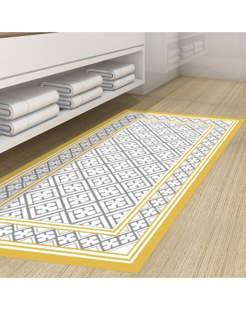 Tapis vinyle Palace moutarde/gris - 50x100 cm