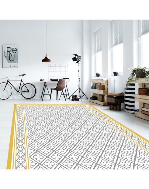 Tapis vinyle Palace moutarde/gris - 133x200 cm