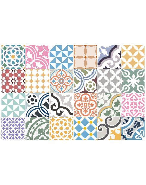 24 Stickers Saint Tropez multicolores - 20x20 cm