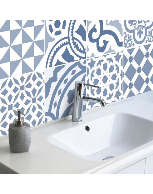 24 Stickers Côte d'Azur bleus - 10x10 cm