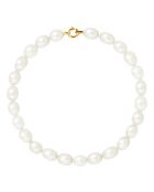 Rijstarmband Geelgoud Witte Zoetwaterparels