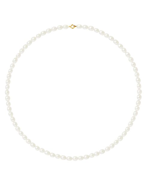 Geelgouden rijstketting met witte zoetwaterparels