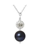 Collier Cristal Perle d'Eau Douce noire argent