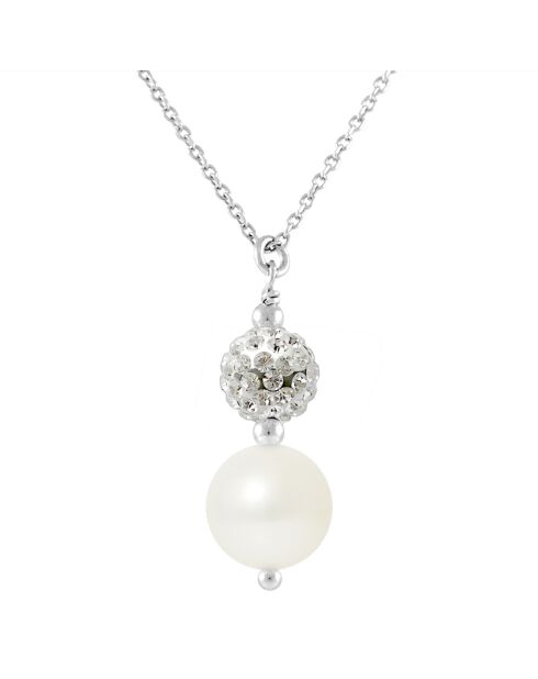 Collier Cristal Perle d'Eau Douce blanche argent