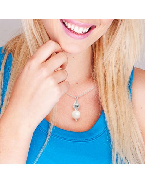 Collier Cristal Perle d'Eau Douce blanche argent