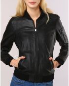 Veste en Cuir Agathe noire