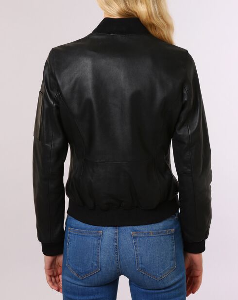 Veste en Cuir Agathe noire