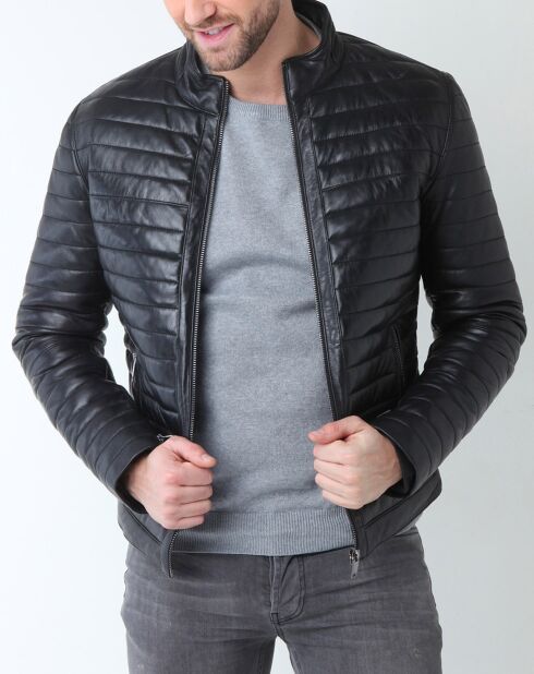 Veste en Cuir Lazare noire