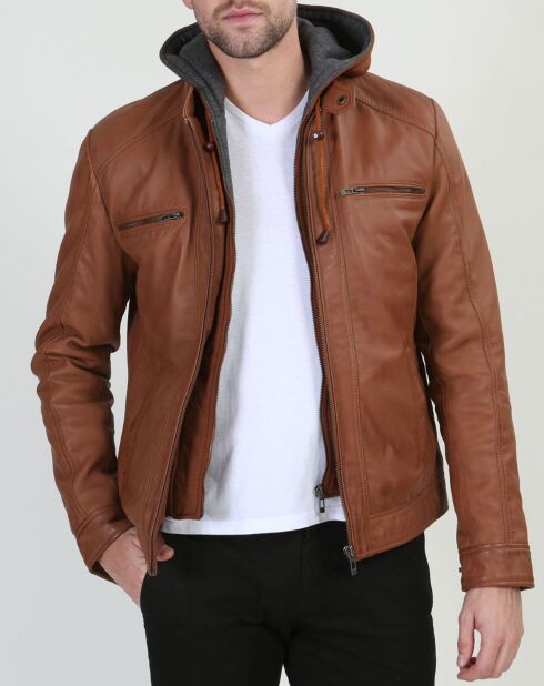 Veste en Cuir Leif cognac