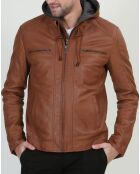 Veste en Cuir Leif cognac