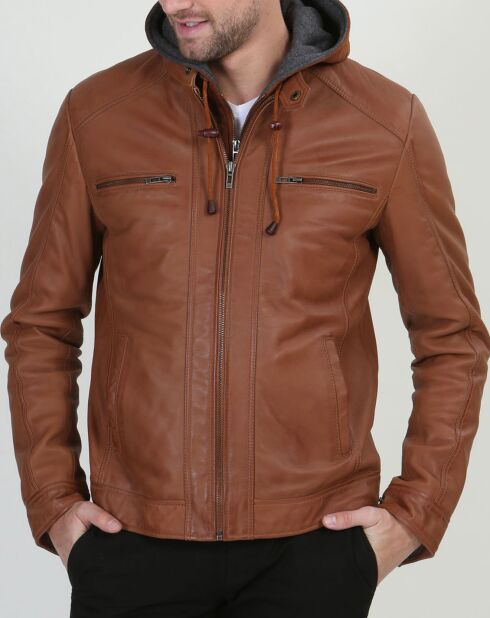 Veste en Cuir Leif cognac