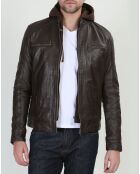 Veste en Cuir Leif marron