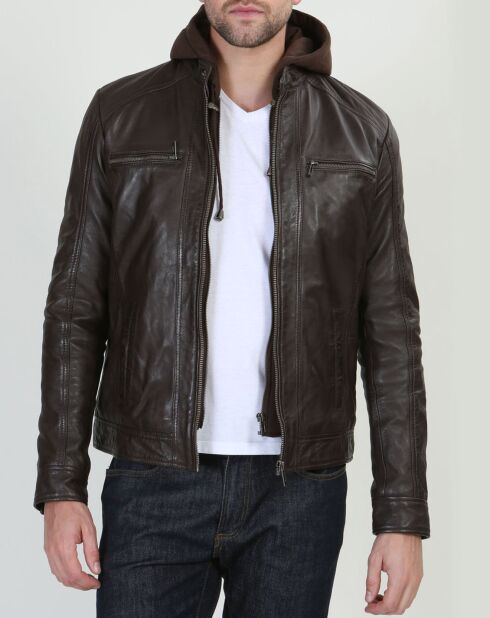 Veste en Cuir Leif marron