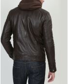 Veste en Cuir Leif marron
