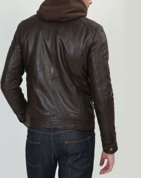 Veste en Cuir Leif marron