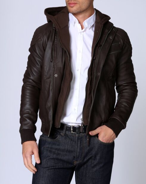 Blouson en Cuir Luigi marron