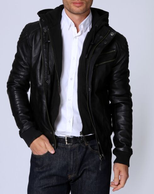 Blouson en Cuir Luigi noir