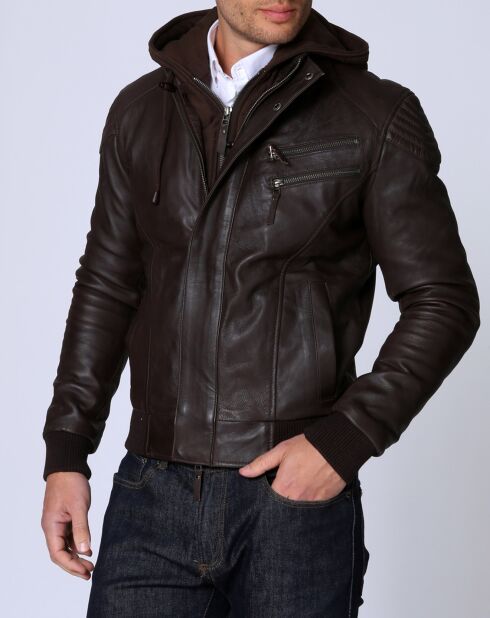 Blouson en Cuir Luigi marron