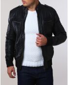 Veste en Cuir Pat noire