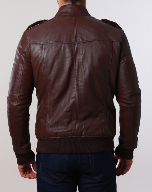 Veste en Cuir Pat marron