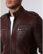 Veste en Cuir Pat marron