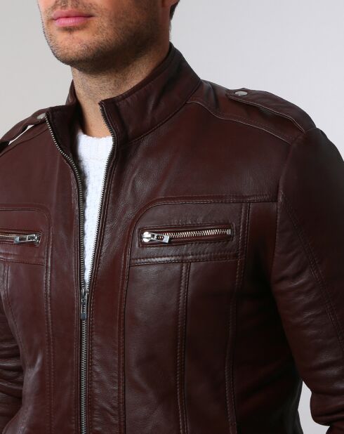 Veste en Cuir Pat marron