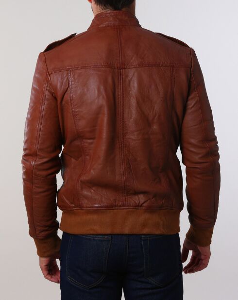 Veste en Cuir Pat cognac