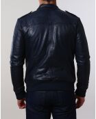 Veste en Cuir Pat bleu marine