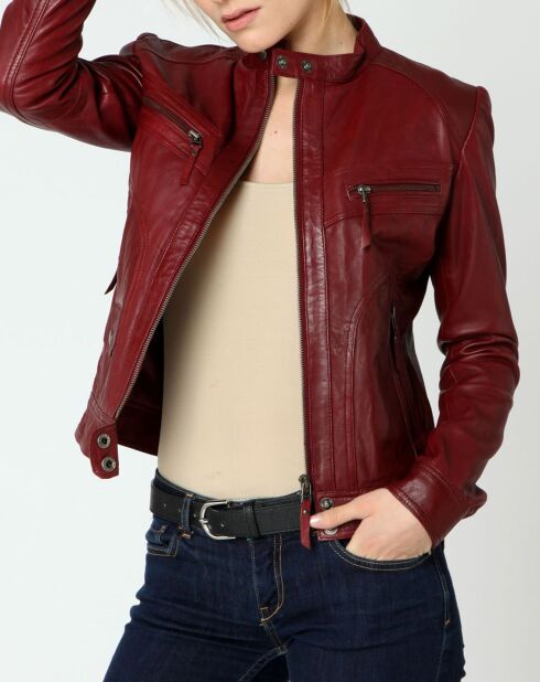 Veste en Cuir Sarah bordeaux